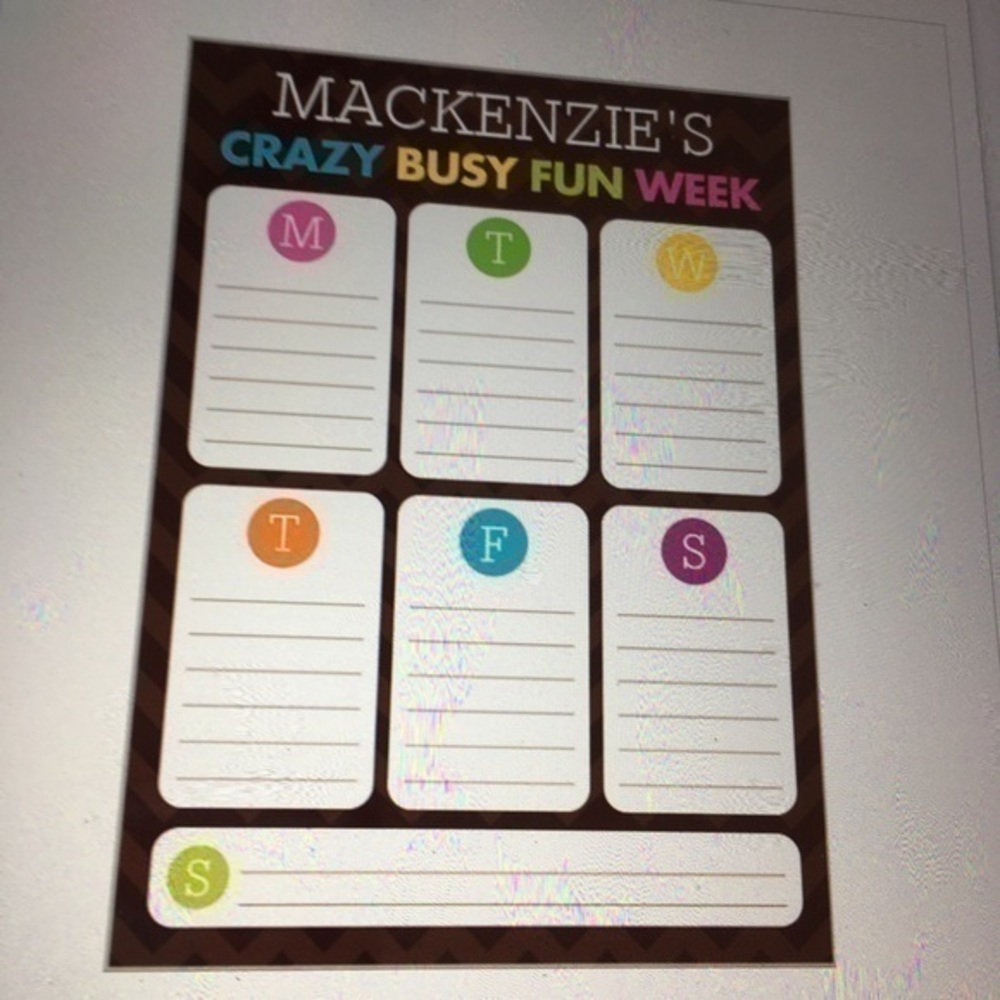 Mackenzie’s crazy busy fun week notepad